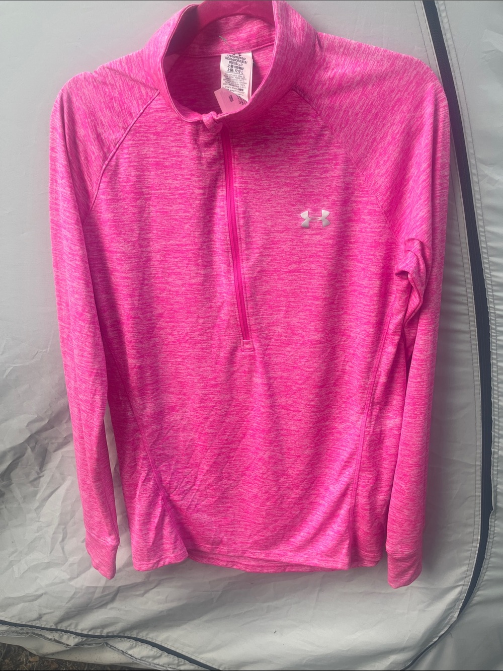 Under Armour Neon Pink Heather 1/4 Zip Performance Pullover